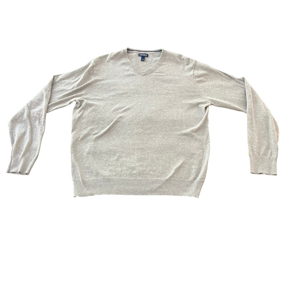 Bonobos Mens‎ V-Neck Sweater Heather Grey 100% Cotton Knit Large
